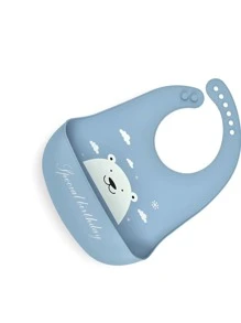 嬰兒卡通圖案圍兜 - 藍色 - 查看 2