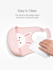 嬰兒卡通兔子圖案圍兜 - 粉色 - 查看 5