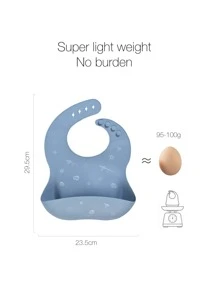 嬰兒卡通車輛圖案圍兜 - 藍色 - 查看 3