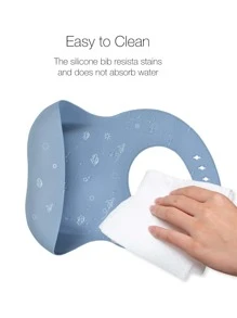 嬰兒卡通車輛圖案圍兜 - 藍色 - 查看 5