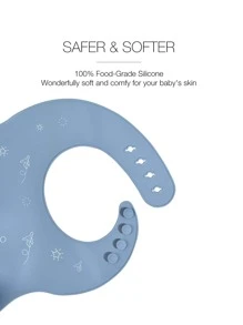 嬰兒卡通車輛圖案圍兜 - 藍色 - 查看 6