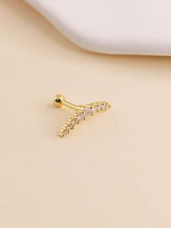 1入組方晶鋯石裝飾耳釘