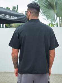 Manfinity Homme Men Plus Cartoon Embroidery Letter Patched Tee - Black - View 2