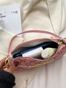 Waterproof,Lightweight Mini Metal Heart Decor Bag Pink For Teen Girls Women College Students,Rookies & White-Collar Workers Perfect For Office,College,Work ,Business,Commute,Outdoors, Travel, Outings,Shopping,Holiday - Pink - View 5