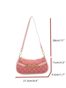 Waterproof,Lightweight Mini Metal Heart Decor Bag Pink For Teen Girls Women College Students,Rookies & White-Collar Workers Perfect For Office,College,Work ,Business,Commute,Outdoors, Travel, Outings,Shopping,Holiday - Pink - View 6