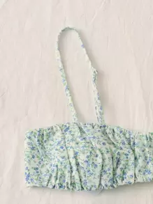 Soleia Ditsy Floral Print Crop Cami Top & Drawstring Ruched Split Thigh Skirt - Multicolor - View 5