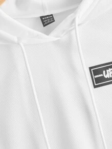 SHEIN EZwear Dopamine Dressing Letter Patched Detail Hooded Tank Top