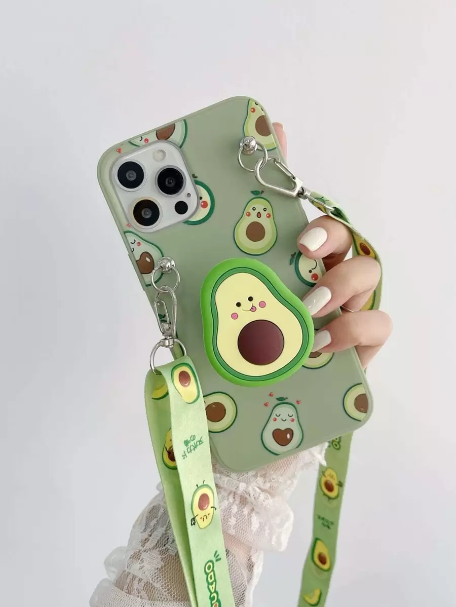 Ốp lưng điện thoại hình quả bơ mùa hè có dây đeo, tương thích với iPhone 17/17 Air/17 Pro/17 Pro Max/16/15/14/13/12/11 - Nhiều màu - Xem 1