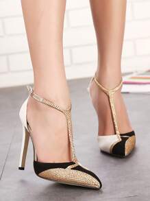 女士高跟鞋時尚金色高跟鞋性感綁帶鞋華麗公主鞋宴會鞋 - 彩色 - 查看 1