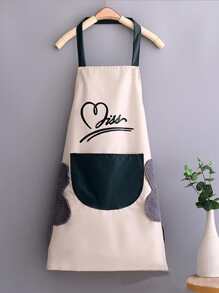 1 cái tạp dề chống thấm nước Chi tiết bỏ túi ngẫu nhiên - Nhiều màu - Xem 1