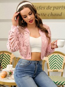 Cazadora tipo bomber con cremallera corto transparente - Rosa Pálido - Ver 8