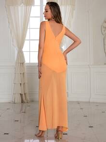 Double Crazy 雙V領洋裝 - 橘色 - 查看 2