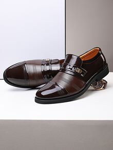 Men Two Tone Metal Decor Loafers - Brown - View 4