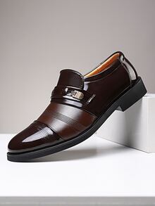 Men Two Tone Metal Decor Loafers - Brown - View 5