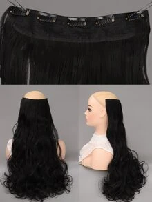 Natural Long Curly Synthetic Hair Extension - Black - View 6