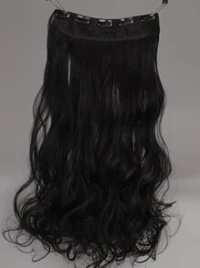 Natural Long Curly Synthetic Hair Extension - Black - View 4