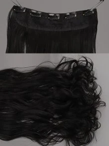 Natural Long Curly Synthetic Hair Extension - Black - View 5