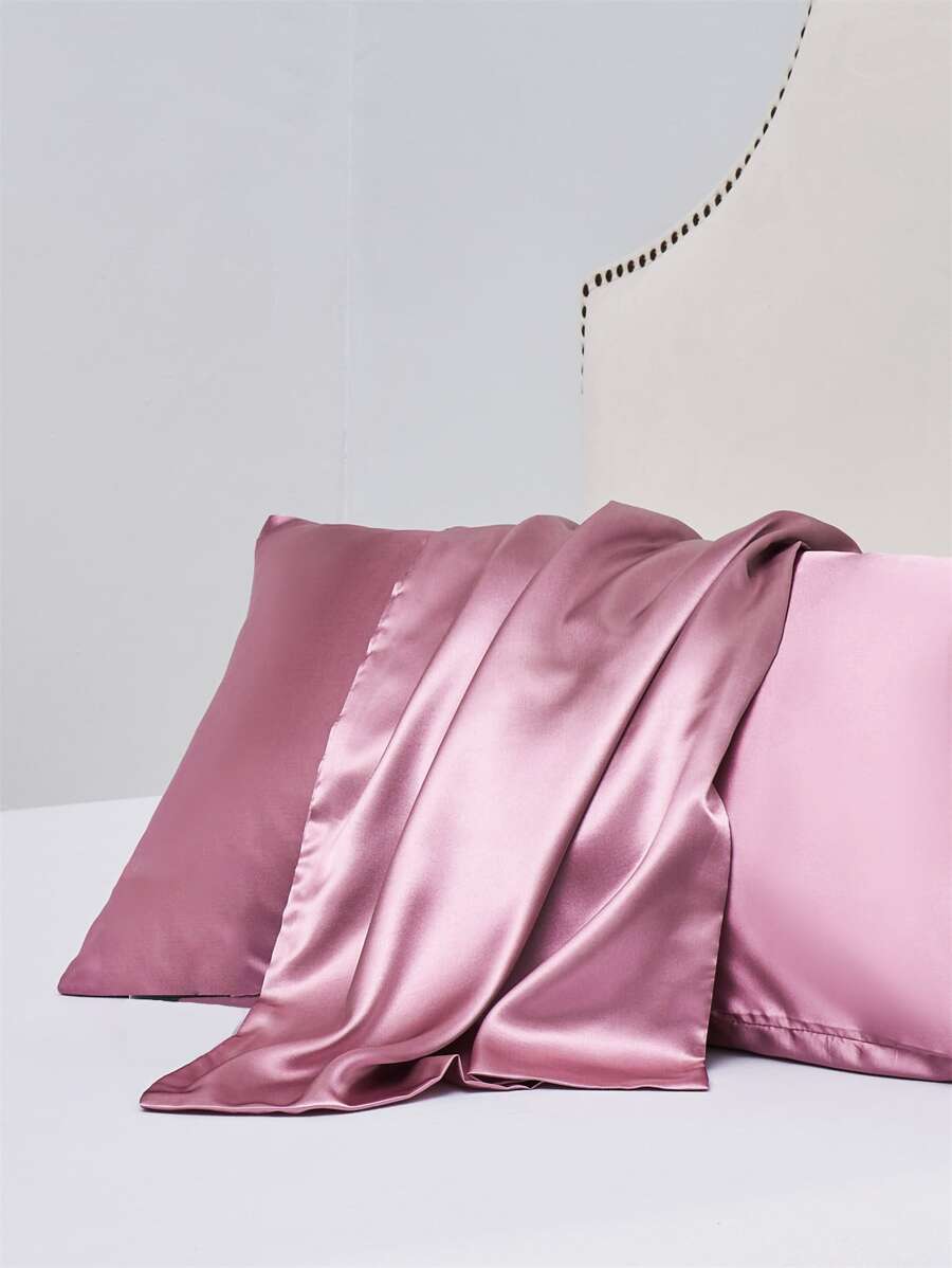 2 chiếc vỏ gối màu trơn được làm bằng vải màu Ding, phong cách phong bì lãng mạn phù hợp cho mọi mùa - Màu hồng gỉ - Xem 1