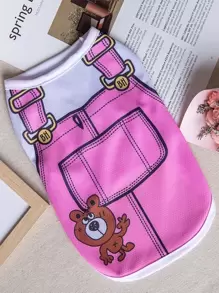 1pc Pet Summer Clothes, Printed Camisole With Straps - Multicolor - View 3