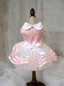 Bow Decor Pet Wedding Dress - Pink - View 1