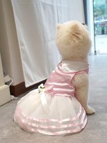 Bow Decor Pet Wedding Dress - Pink - View 2
