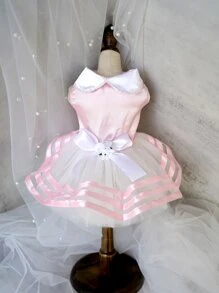 Bow Decor Pet Wedding Dress - Pink - View 4