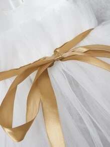 Bow Decor Pet Wedding Dress - White - View 5