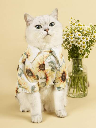 PETSIN 1 camiseta com estampa floral para animais de estimação - leve e respirável para primavera, verão e início do outono; perfeita para uso diário, caminhadas ao ar livre, encontros no parque, reuniões familiares, eventos de fim de ano, festas festivas e sessões de fotos animadas; oferece conforto, estilo moderno e um toque vibrante para seu animal de estimação.