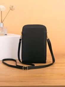 New Fashion Crossbody Bag Double Layer Mobile Phone Bag Black Bag Lightweight Modern Business Credit Card ID Card Cash Phone Wallet Business Casual Teacher's Day Teacher Gifts Work Business Commute Travel Holiday Office Vacation For Gift For Lady For Female White-Collar Workers Bag Cell Phone Bag Phone Sling Bag Teacher Gifts Gift For Girlfriend Women Gifts Present Gifts For Teachers Side Bag School Supplies Teacher Gifts Back To School IPhone Bag Pouch Phone For Women Wallet Purse Wallet - Black - View 2