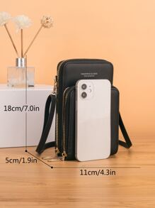 New Fashion Crossbody Bag Double Layer Mobile Phone Bag Black Bag Lightweight Modern Business Credit Card ID Card Cash Phone Wallet Business Casual Teacher's Day Teacher Gifts Work Business Commute Travel Holiday Office Vacation For Gift For Lady For Female White-Collar Workers Bag Cell Phone Bag Phone Sling Bag Teacher Gifts Gift For Girlfriend Women Gifts Present Gifts For Teachers Side Bag School Supplies Teacher Gifts Back To School IPhone Bag Pouch Phone For Women Wallet Purse Wallet - Black - View 3