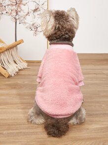 素色長毛絨寵物運動衫 - 粉色 - 查看 2