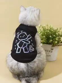 1pc Bear Print Pet Tank - Multicolor - View 1