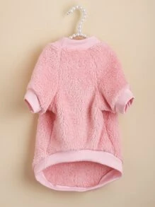 素色長毛絨寵物運動衫 - 粉色 - 查看 5
