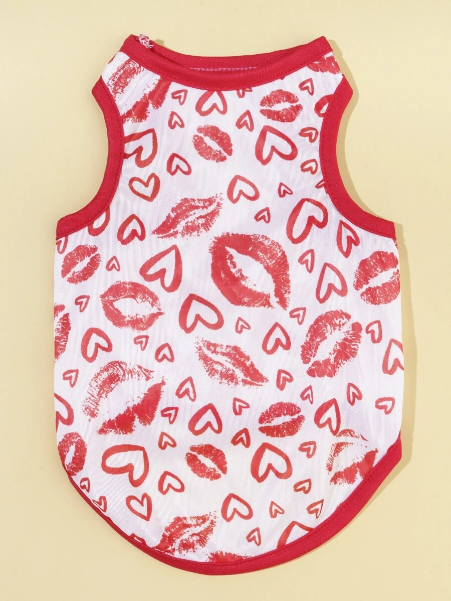 Heart Print Pet Tank - Multicolor - View 1