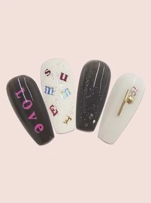 4sheets Letter Graphic Nail Art Sticker - Multicolor - View 2