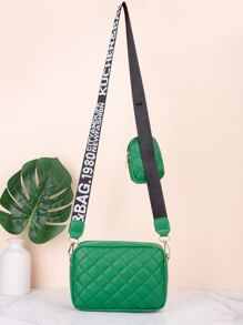 防水、輕盈、商務休閒絎縫細節方形包帶迷你包適合青少年女孩女大學生、菜鳥和白領非常適合辦公室、大學、工作、商務、通勤 - 綠色 - 查看 2