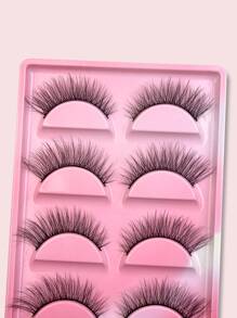 充分假睫毛5對人造貂皮睫毛自然纖長眼尾拉長交叉假睫毛送給女士妻子姐妹青少年女朋友 - 黑色 - 查看 6