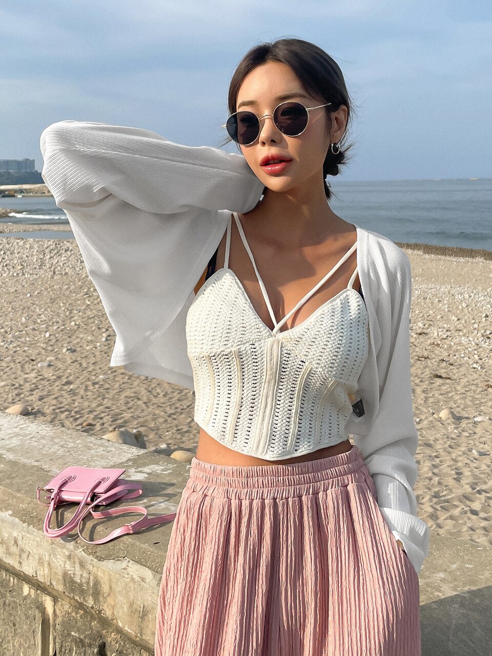 1pc Raglan Sleeve Bolero Top