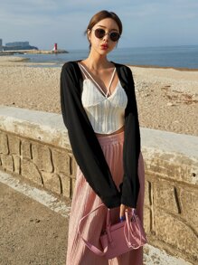 DAZY Áo nữ màu trơn Giải trí - màu đen - Xem 6