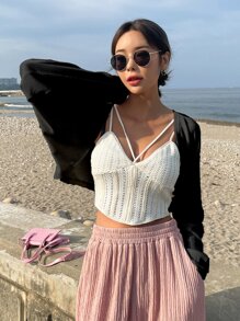 DAZY Áo nữ màu trơn Giải trí - màu đen - Xem 8