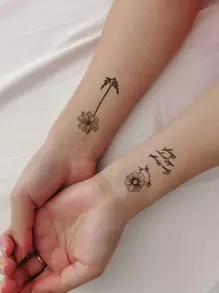 STARTTOOS 1 hoja de pegatina de tatuaje con diseño de mariposas y flores - Negro - Ver 3