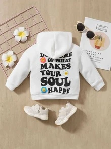 SHEIN Baby Girl Slogan & Cartoon Graphic Sweatshirt - White - View 1