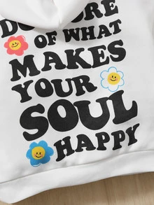 SHEIN Baby Girl Slogan & Cartoon Graphic Sweatshirt - White - View 3