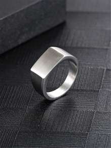 Men Minimalist Ring Silver Stainless Steel Fashionable Popular Jewelry Gift Party