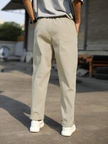 Claim Dot Men Solid Slant Pocket Trousers - Khaki - View 2