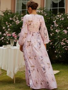 Missord Allover Print Split Thigh Dress - Pink - View 2