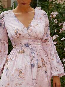 Missord Allover Print Split Thigh Dress - Pink - View 6