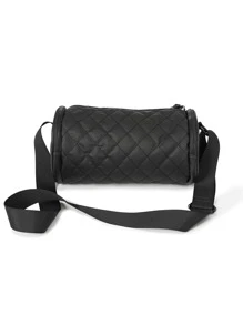 男士衍縫細節斜挎包 - 黑色 - 查看 5