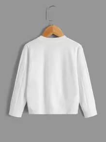 SHEIN Young Girl Pointelle Knit Button Front Cardigan In Fall/Winter - White - View 2