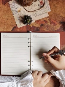 1 pieza Cuaderno de hojas sueltas liso - Marrón - Ver 3